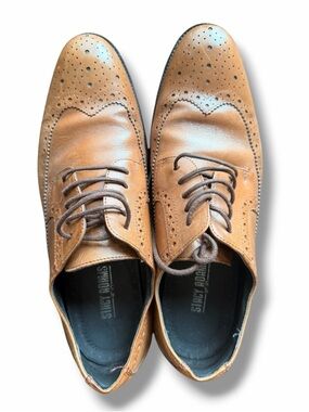 Stacy Adams Oxford Shoes Brown Leather Wingback Brogue Comfort Mens Size 8.5M